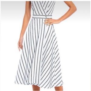 Alex Marie Striped Navy and White Midi Dress